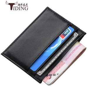 Tiding <b>Card</b> <b>Holder</b> Genuine Leather Ultra Thin Mini Black Unisex Everyday Use - Product Image 3