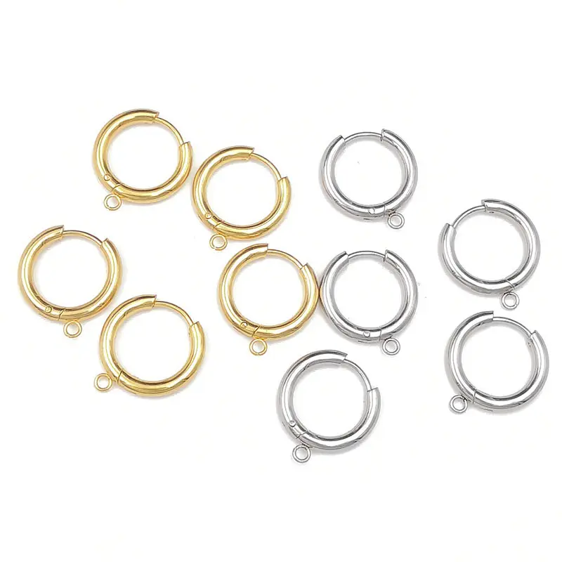 Diy Oorbel Maken Accessoires Dikke 2.5Mm Ronde Hoepel Oorbel Met Las Ring Haak Goud Roestvrij Staal Hoepel Oorbel Groothandel