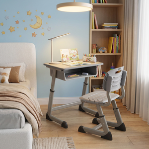 Ensemble chaise et bureau pour étudiants, réglable en hauteur, durable, gain <span class=keywords><strong>de</strong></span> place, pour usage domestique, commercial et pédagogique - Product Image 1