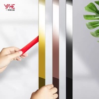 5m/roll Gold Stainless Steel Self-Adhesive Mirror Wall Sticker Flat Decorative Lines Background Wall