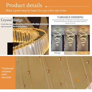 Nouveau <span class=keywords><strong>design</strong></span> de décoration intérieure, hôtel, villa, centre commercial, escalier, <span class=keywords><strong>grand</strong></span> <span class=keywords><strong>lustre</strong></span> en cristal LED surdimensionné personnalisé de luxe - Product Image 4