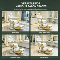 Kursi Pangkas Rambut Vintage Putih Mewah untuk Salon Kecantikan, Kursi Barber Hidrolik, Furnitur Salon, Kursi Styling dengan Sandaran Kaki yang Dapat Disesuaikan