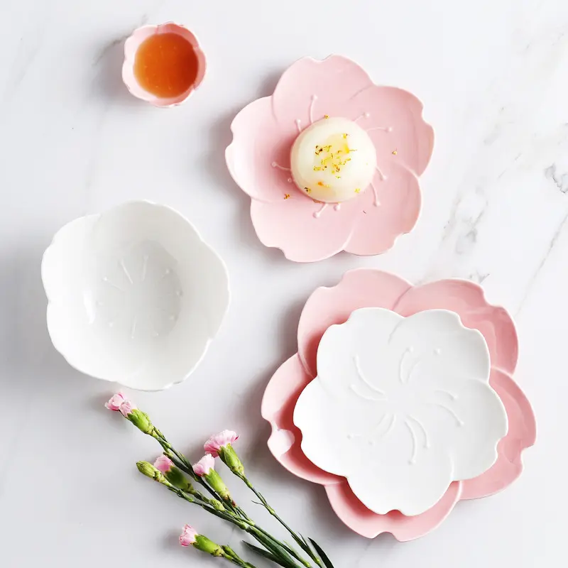 Japanse Sakura Bone China Diner Bord Kersenbloesem Glazuur Keramische Plaat
