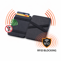 Portefeuille en cuir portable anti-RFID avec sangle élastique croisée, étui fin pour cartes pour un usage quotidien en voyage
