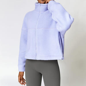 Manteau de sport en polaire polaire zippé rose pour femme doux et chaud à manches longues vestes de <span class=keywords><strong>fitness</strong></span> poche respirant vêtements d'extérieur décontractés pour l'hiver - Product Image 6