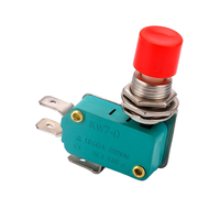 Micro-interrupteur à bouton-poussoir rouge KW7-D 16A 250VAC, montage sur panneau, 1NO, action momentanée, avec bornes à connexion rapide