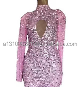 Costumi a maniche lunghe sexy <span class=keywords><strong>trasparenti</strong></span> con diamanti scintillanti costumi <span class=keywords><strong>da</strong></span> donna su misura - Product Image 2