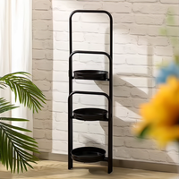 Support à fleurs pliable en métal noir à 3 niveaux, support pliable pour plantes succulentes pour jardin d'intérieur