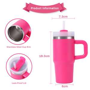 RVS geïsoleerde beker van 400 ml met morsbestendige handgreep en rietjesdeksel voor kinderen, Coldee Lovely - Product Image 4