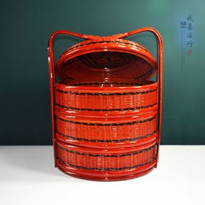 Bamboo Woven Food Box Round Handmade Gift Craft Tea Packaging Chongqing ZL 089 - Product Image 2