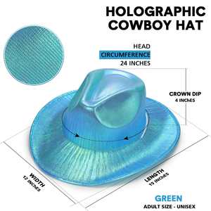 Sparkly Light Holographic Space Cowgirl Hat Fun Metallic Neon Cowboy Hats lampeggiante Party Disco Cap - Product Image 3