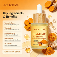 Sérum Visage Hydratant Anti-Âge au Curcuma Végétalien 30ml, à l'Hamamélis et Vitamine C, Réducteur de Pores, Marque Blanche