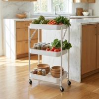Chariot de rangement pliable / Chariot de rangement mobile pliable, adapté aux cuisines, aux salles de bain, aux garages / Chariot de rangement