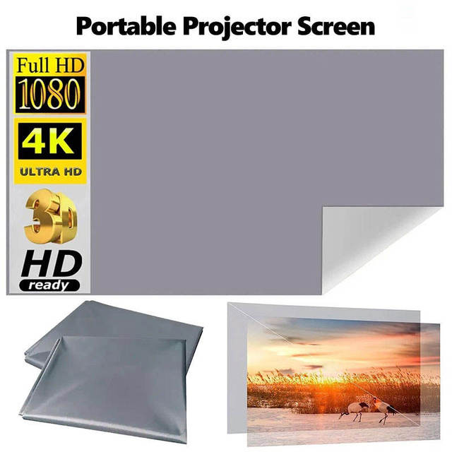Wholesale Foldable Grey Anti-Light Projector Screen 16:9 High Gain 4K 3D HD Portable Projection Curtain for Home Outdoor Theater