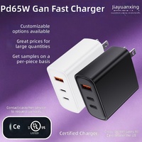 Pengisi Daya Cepat USB-C GaN 65W PD Lintas-Batas dengan Sertifikasi /CE Kompatibel dengan Smartphone, Tablet, dan Laptop