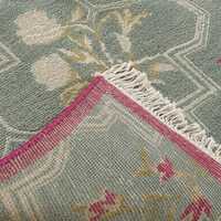Baagh Eco-Friendly Hand Knotted Wool Low Pile Medium Thickness Runner Rug with Cotton Backing | Luxury Floral Hallway Carpet