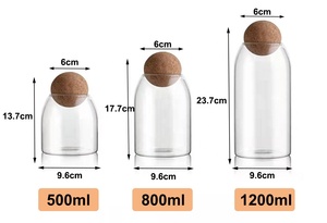 Toples Penyimpanan Kaca Borosilikat Besar dari Kayu, Gabus Atas Logo Yang Disesuaikan - Product Image 2