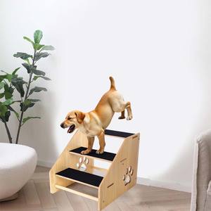 บันไดสุนัขบันไดไม้3ขั้นสำหรับสุนัขขนาดเล็กกลางสุนัขแมวบันไดขั้นบันไดสำหรับสัตว์เลี้ยงที่นอนสูงรถ - Product Image 2
