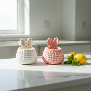 Cesta de Almacenamiento Multifuncional Personalizada con Diseño de <span class=keywords><strong>Conejo</strong></span> y Abeja para Habitaciones Infantiles, Ganchos de <span class=keywords><strong>Crochet</strong></span>, Floreros, Contenedores de Almacenamiento - Product Image 1