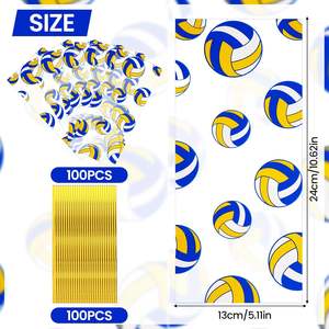 Bolsas Goodie, bolsas <span class=keywords><strong>de</strong></span> celofán con 4 lazos torcidos-Suministros <span class=keywords><strong>de</strong></span> cumpleaños del equipo <span class=keywords><strong>de</strong></span> voleibol para cestas <span class=keywords><strong>de</strong></span> regalo, bodas y novias - Product Image 2