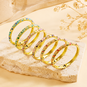 Factory Wholesale Fashionable Ancient Blue White Women's Enamel Bangle Zinc Alloy Flower Design Christian Style Diamond Accents - Product Image 5
