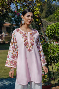 Phụ Nữ Của Tinh Khiết Cotton Truyền Thống Ấn Độ Pakistan Thiết Kế Dân tộc Mặc Tay Thêu Thoáng Khí Mặc Giản Dị Ngắn Kurta Bộ - Product Image 3