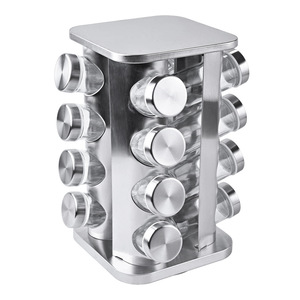 Household Non-Folding <b>Rotating</b> Square Stainless Steel Seasoning Cans Kitchen <b>Spice</b> <b>Rack</b> Moisture-Proof Cross-Border Seasoning - Product Image 3