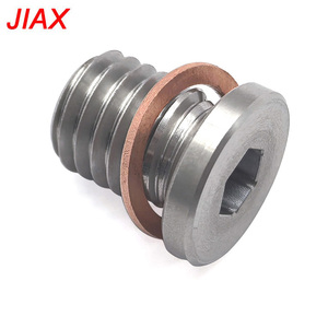 Bouchon hexagonal en acier inoxydable M12*1.75 avec rondelle en cuivre - Raccord d'étanchéité universel pour échappement automobile, pièce de modification automobile CNC - Product Image 1