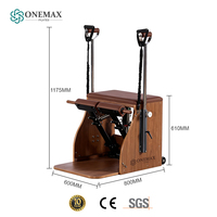 Chaise de Pilates professionnelle ONEMAX en bois de noyer, chaise d'exercice de stabilité avec poignées, portable, réglable, pour studio commercial