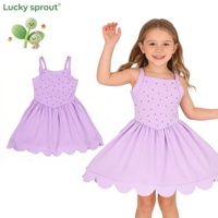 Robe de yoga une pièce pour filles, sans manches, à volants, ornée de strass, avec short intégré, couleur et logo personnalisables