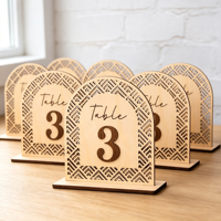 Numéro de table de mariage en bois creux personnalisé, décoration artistique rustique, carte de table pour mariage, hôtel, banquet, fête, durable et écologique
