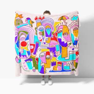 Portrait de groupe Face Abstract Art Print Convient aux canapés, lits, décorations pour la maison. Chaud, moelleux, coloré. Couverture en flanelle - Product Image 1
