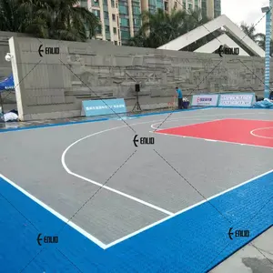 Enlio Basketball Sports Court Tiles Backyard Court Removable Outdoor Interlocking Plastic Floor Tiles TPE Material