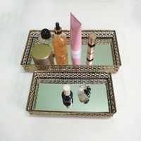 Ensemble de miroirs rectangulaires en métal doré rétro de luxe, 2 nouveaux arrivages, décorations pour la maison, ornements de bijoux, plateau de service, salon