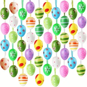 Œufs de Pâques réutilisables colorés assortis, vente en gros, plastique brillant imprimé pour <span class=keywords><strong>la</strong></span> chasse aux œufs des enfants, garnitures de paniers - Product Image 2