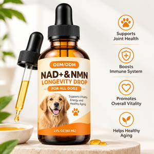 Gocce Liquide di NAD+ NMN <span class=keywords><strong>per</strong></span> <span class=keywords><strong>Cani</strong></span>, Integratore <span class=keywords><strong>per</strong></span> la Longevità degli Animali Domestici, OEM ODM Etichetta Privata Vendita all'Ingrosso - Product Image 1