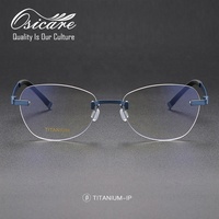 Gafas de Diseño para Hombre Osicare, Montura Cuadrada de Titanio Dorado sin Aro, Venta al por Mayor, Marca Privada, Logotipo Personalizado, OEM