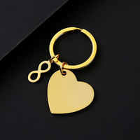 Ywyougang Porte-clés Cœur Vintage en Acier Inoxydable 201 avec Breloque Infini, Anneau en Fer Gravable Personnalisé, Multicolore pour Couples