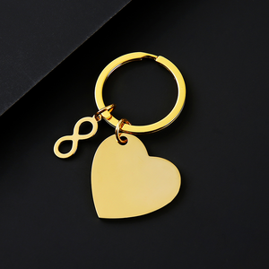 Ywyougang Porte-clés en acier inoxydable 201 avec breloque cœur et symbole infini, personnalisable par gravure, anneau en fer, multicolore pour couples - Product Image 4