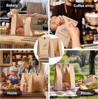 Sacs à pain en papier kraft avec fenêtre et étiquettes métalliques personnalisées pour le pain, les produits de boulangerie et les pains au levain