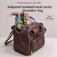 Sac isotherme fourre-tout pour repas, grand sac de préparation thermique en cuir PU, style vintage, pour voyage, fournisseur commercial, usine certifiée ISO