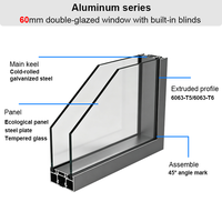 Cloison de séparation moderne en verre double de 60 mm d'épaisseur avec stores internes, cadre en aluminium, isolation acoustique pour bureaux, hôpitaux et écoles