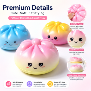 Jouets Squishy en PU de Haute Qualité à Remontée Lente, Petits Yeux Expressifs, en Forme de Dumplings, Jouets à Presser pour Enfants - Vente en Gros - Product Image 3