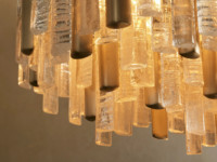 Lustre Suspendu Linéaire Neve en Verre Fumé et Cristal d'Acier, Style Vintage Italien, Hauteur Réglable, Lumière Blanc Chaud, pour Villa