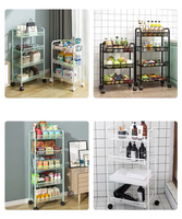 Étagère de rangement pliable en métal noir peu encombrante avec roulettes, organisateur de cuisine pliable pour le rangement des assiettes et des bols