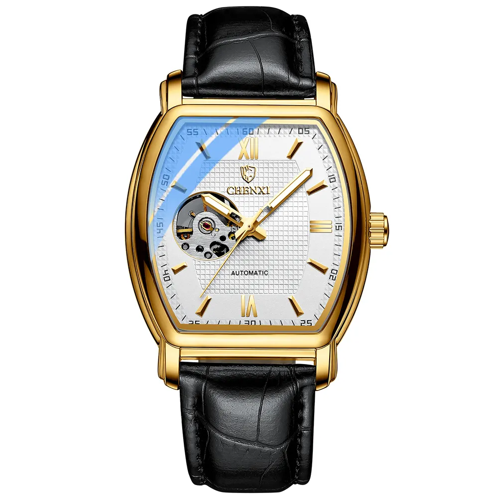 Мужские механические Автоматические наручные часы CHENXI, новая модель 8815, водонепроницаемые мужские автоматические часы с кожаным ремешком, повседневные спортивные часы, 2022
