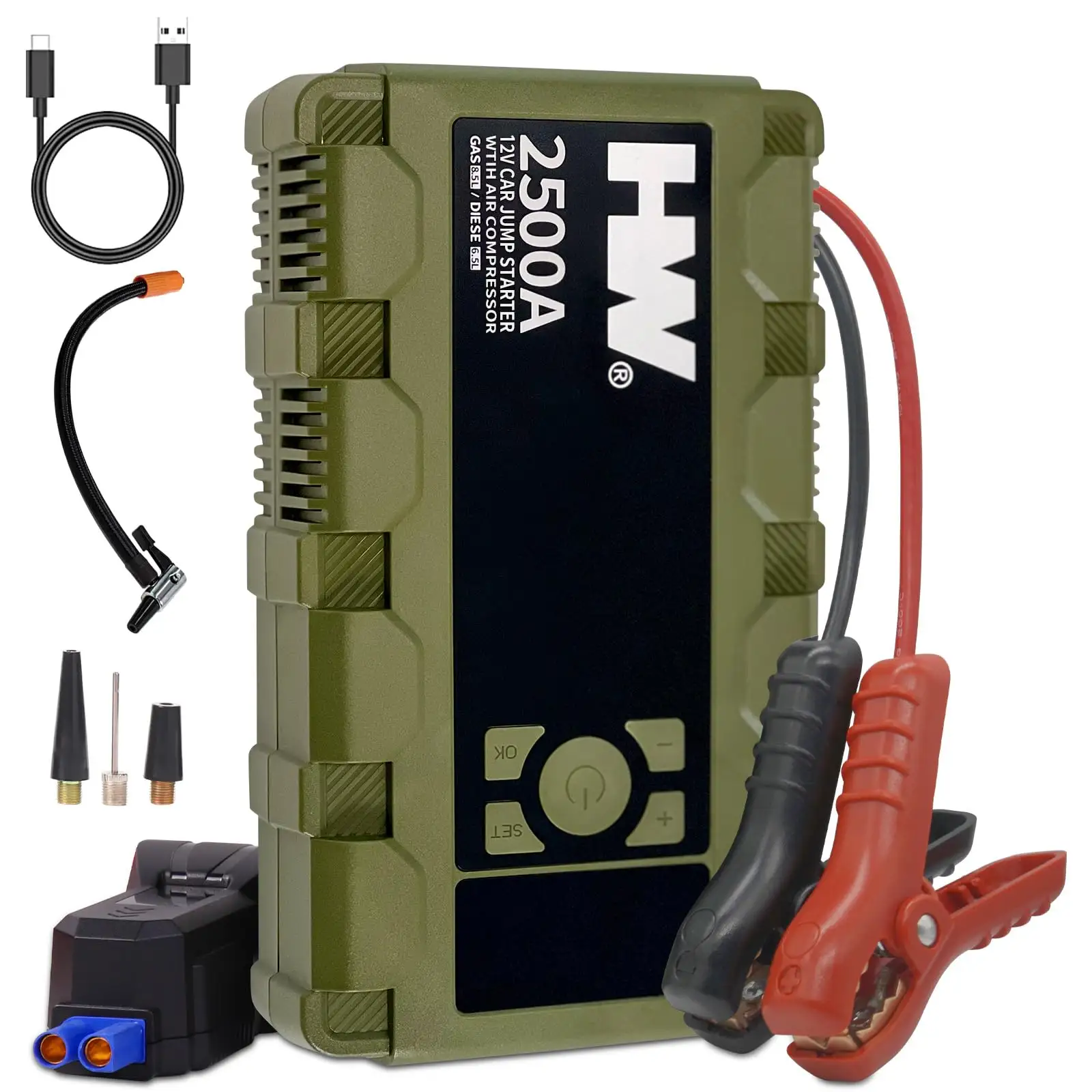 Jump Starter Met Luchtcompressor 12V 21800Mah Draagbare Auto Power Bank Met Band Inflator Auto Accu 4 In 1 Auto Starter