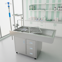 Produit pour animaux de compagnie 2026 Table multifonctionnelle en acier inoxydable pour l'élimination des déchets et le nettoyage des dents des animaux de compagnie avec tiroir de rangement/tube d'infusion