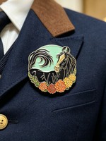 Broche en métal émaillé noir floral, motif cheval, plaqué électrolytique, style western, bijou antique pour les amoureux des chevaux
