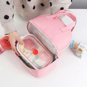 Sac à lunch rose personnalisé avec deux compartiments pour transporter des aliments - Product Image 4